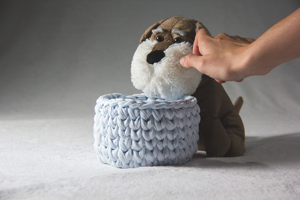 Product Photography of Blue Basket and Soft Toy